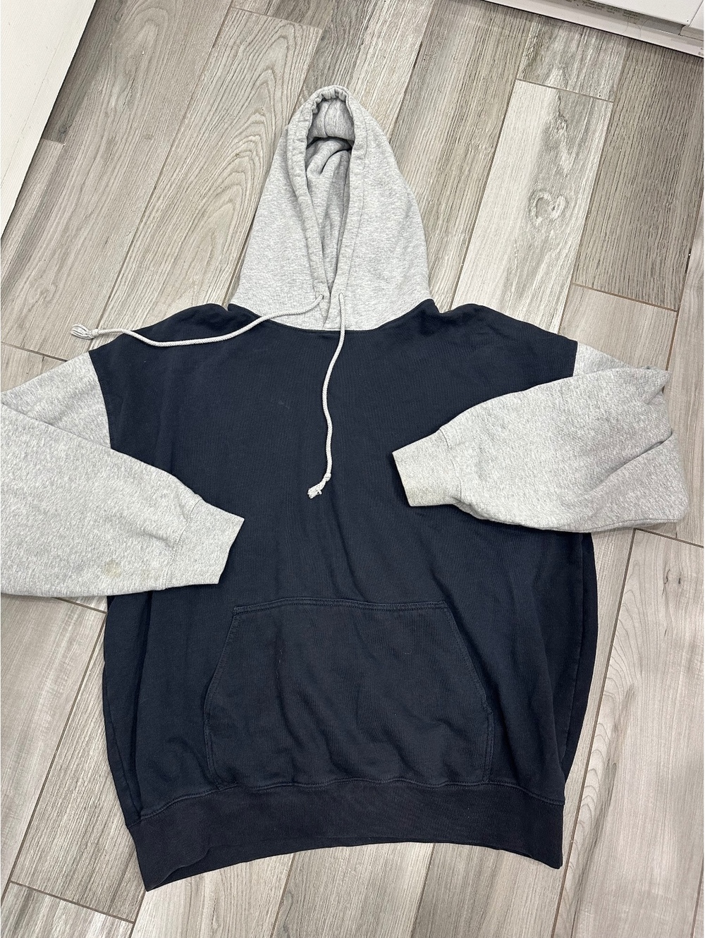 Brandy Melville Two-Tone Black and Gray Hoodie Sweatshirt